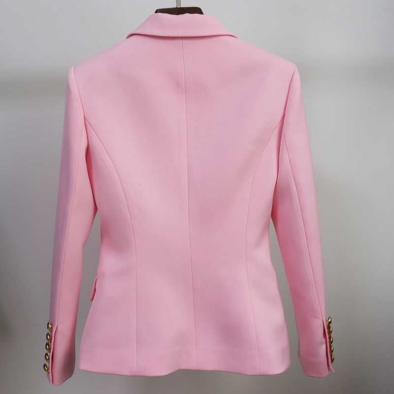 Dạo Phố Cao Cấp 2022 Cổ Điển Nhà Thiết Kế Áo Khoác Blazer Nữ Ôm Dáng Kim Loại Sư Tử Nút Đôi Áo