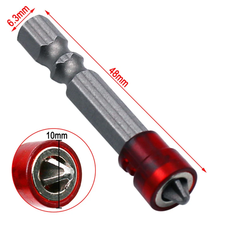1/4" Screwdriver Bits Red Head Magnet Driver Hex Shank With Magnetizer Cross Magnetic Bit Hand Electric Screw Tool Accessories