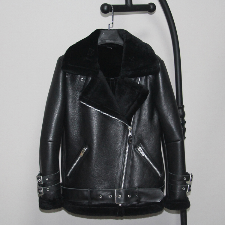 2023 女性の冬のジャケット本物のシープスキンラムスキンレザーオーバーコートウールカシミヤライナー女性のハイストリート布 XXXL 2XL 3XL