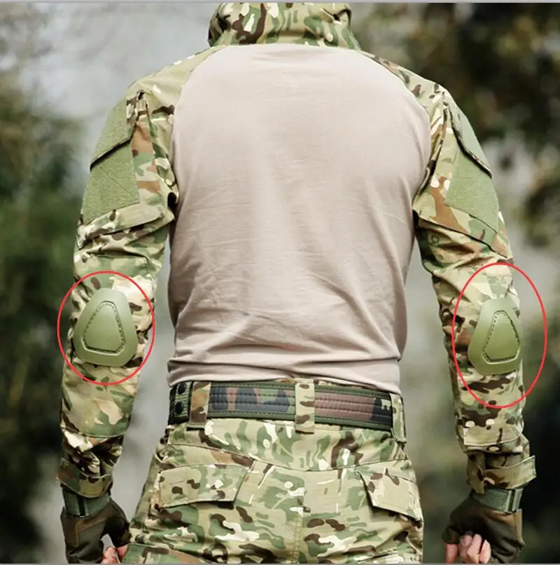 HAN กบป่าชุดเข่า Pads ข้อศอก Paintball Airsoft ยุทธวิธี Kneepad Interpolated เข่า Protector ชุดเกียร์ COMBAT