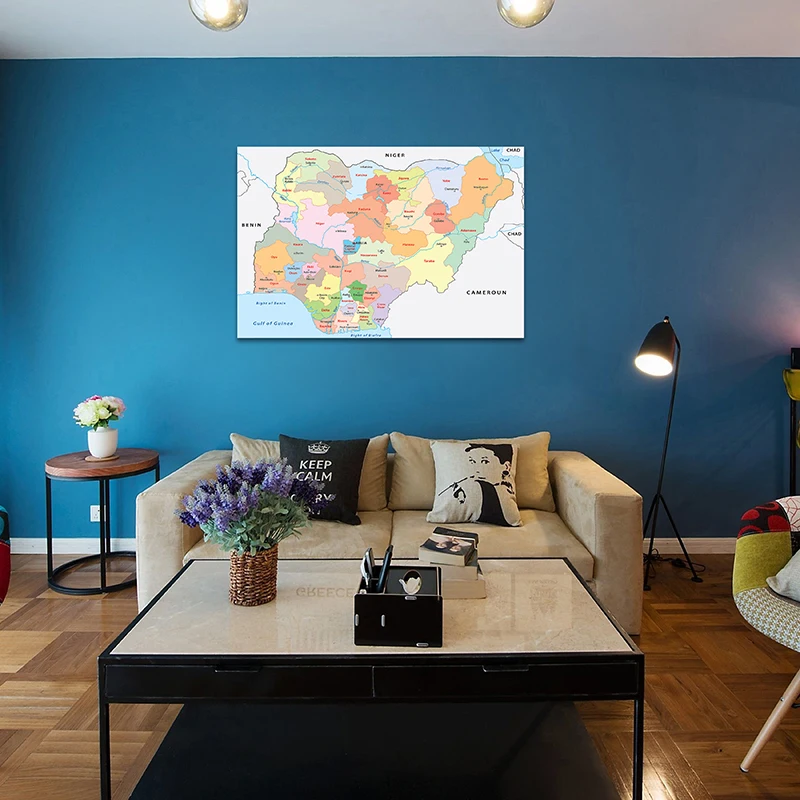 59*42Cm Bản Đồ Chính Trị Của Nigeria Áp Phích Và In Nghiên Cứu/Sống Lớp Tường Phòng Nghệ Thuật Hình Ảnh tranh In Canvas Trang Trí Nhà Cửa