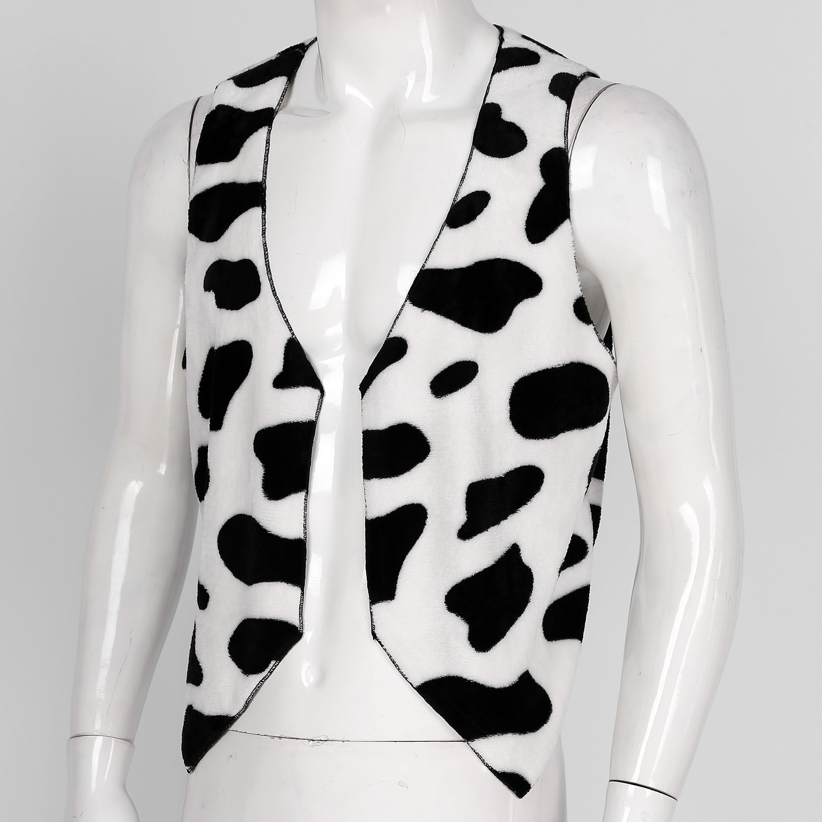 Costume de cosplay de Noël imprimé vache pour hommes, gilet, cardigan, hippicopter vintage, devant ouvert, glaçure, Halloween