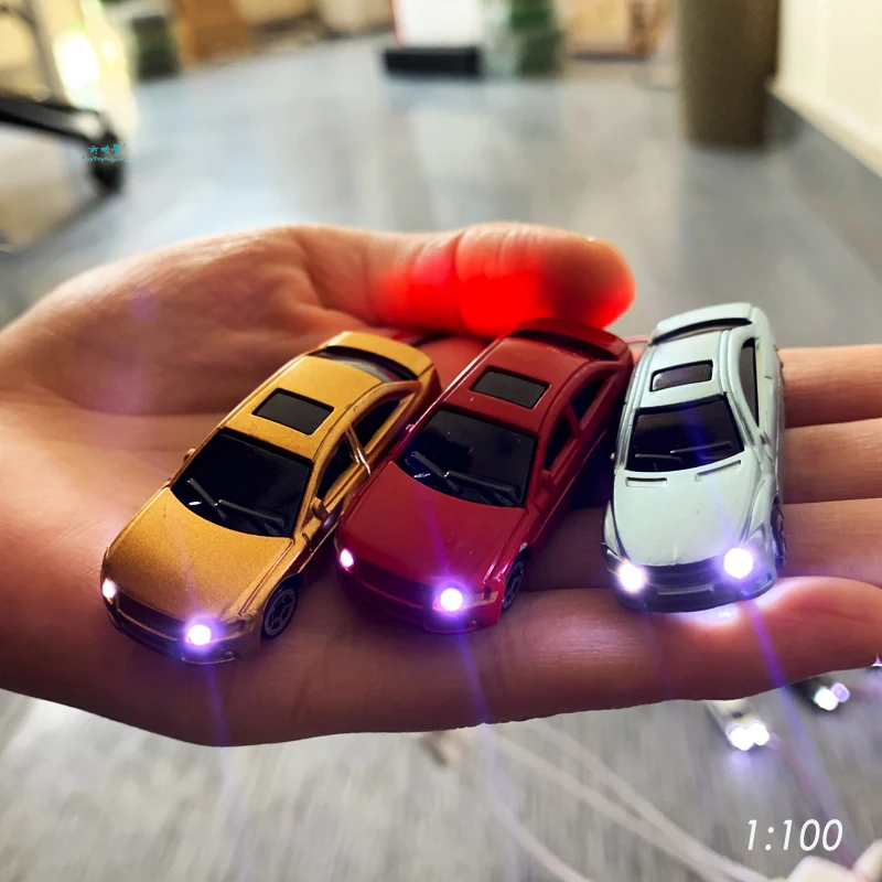 Modelo de Carro Plástico com Luzes Led, 3V, 12V, Luzes LED, Ferrovia, Ferrovia, Trem, Construção, Cenário Set, Modelo HO, N 1:75, 1:87, 1, 150