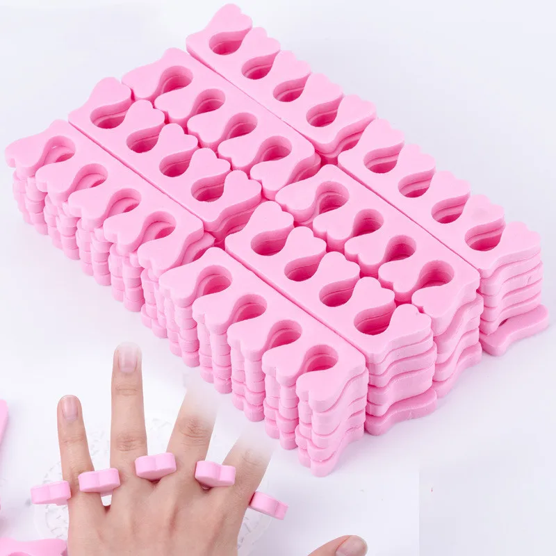 สีชมพูอ่อน 100pcs Finger Toe Separators ทําเล็บมือเล็บเท้าเท้าฟองน้ําบีบอัดเล็บเครื่องมือเหมาะสําหรับผู้ชายและผู้หญิง