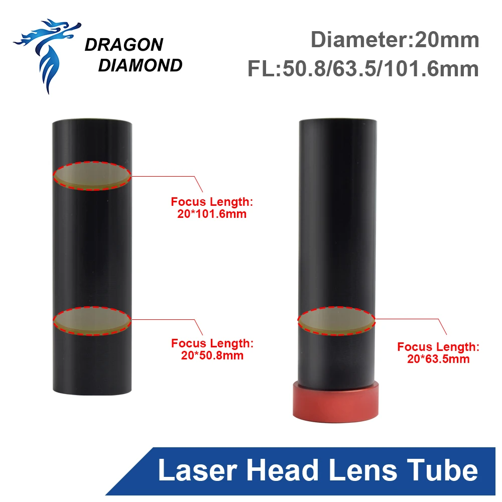CO2 Laser Head Lens Tube+Air Nozzle Outer Diameter 25mm for Lens Dia.20 FL 38.1/50.8/63.5/101.6mm for CO2 Laser Cutting Machine