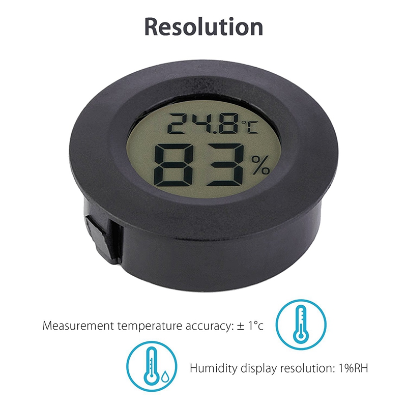Bộ 5 Nhiệt Ẩm Kế Nhiệt Kế Màn Hình LCD Kỹ Thuật Số Đồng Hồ Đo Độ Ẩm Đo Cho Ẩm Máy Hút Ẩm Gre
