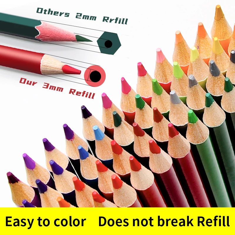 48/120/160/150/180 Professional น้ํามันดินสอสีไม้นุ่มสีน้ํา crayon de colore วาดดินสอโรงเรียนอุปกรณ์ศิลปะ