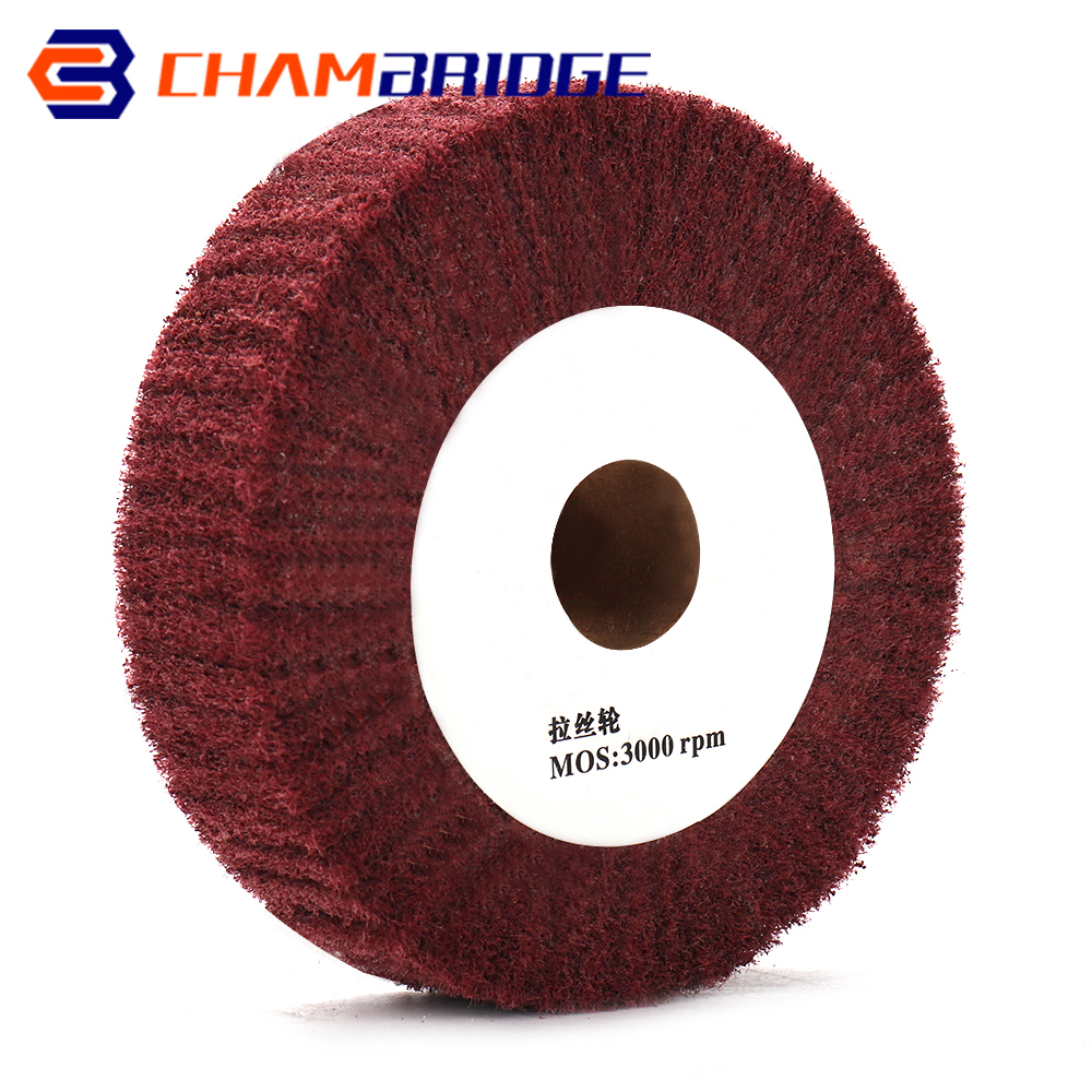 100/125/150/200/250/300 มม.ไม่ทอ FLAP แปรงล้อขัดกรวด 320 โลหะไม้ Scouring Pad 20 มม.เจาะ 1 ''/2'' หนา