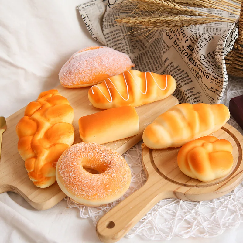 2021 Squishy Bánh Mì Bánh Mì Nướng Thực Phẩm Sáng Tạo Mô Phỏng Bánh Rán Tăng Chậm Bóp Đồ Chơi Con Thìa Giả Trêu Chọc Người Máy Tính Để Bàn Đồ Chơi