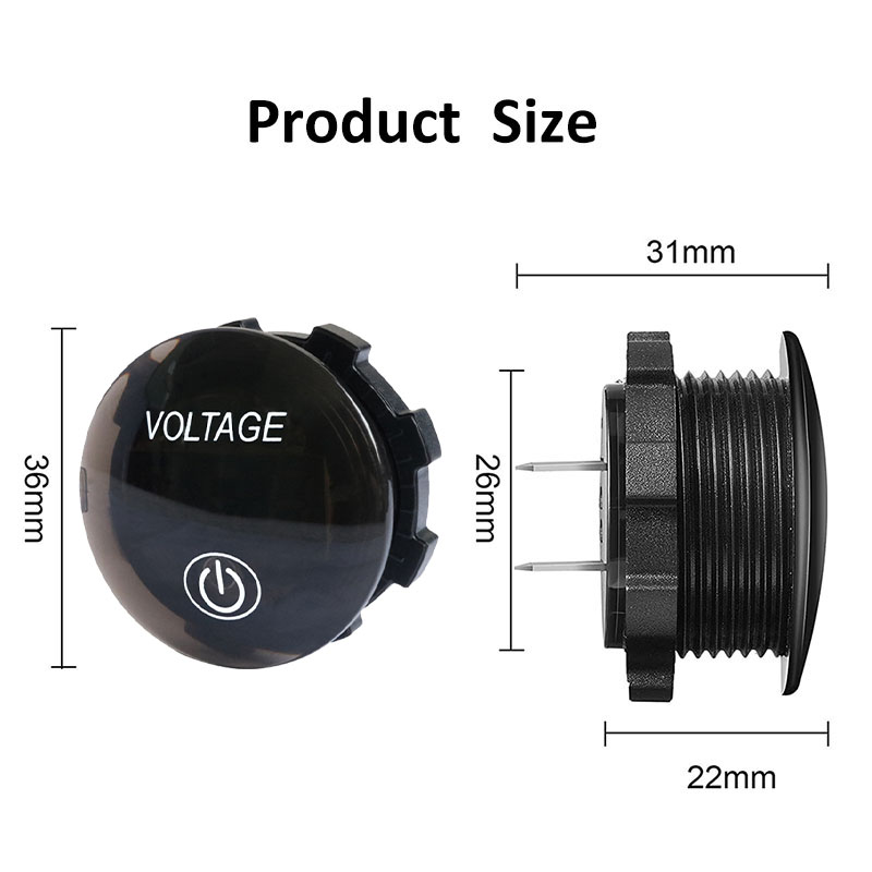 12V LED デジタル電圧計防水電圧計メーターバッテリーテスターデジタルタッチディスプレイパネル付きカーボートマリン用