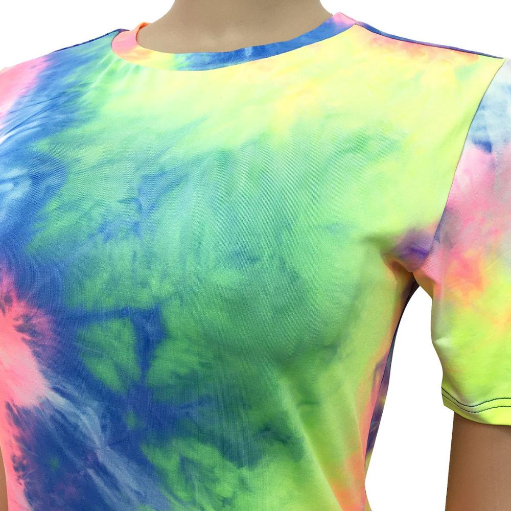 女性用2点セット,Tシャツとショーツ,ラウンドネック,プリント,セクシー,卸売