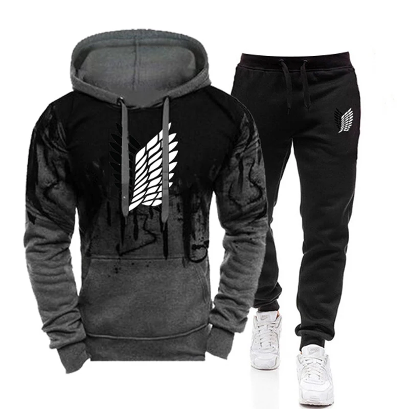 Nuevo chándal para hombre, conjuntos de dos piezas, sudaderas con capucha, sudaderas con capucha informales de algodón para otoño e invierno, sudaderas con capucha cálidas y pantalones, traje masculino de moda