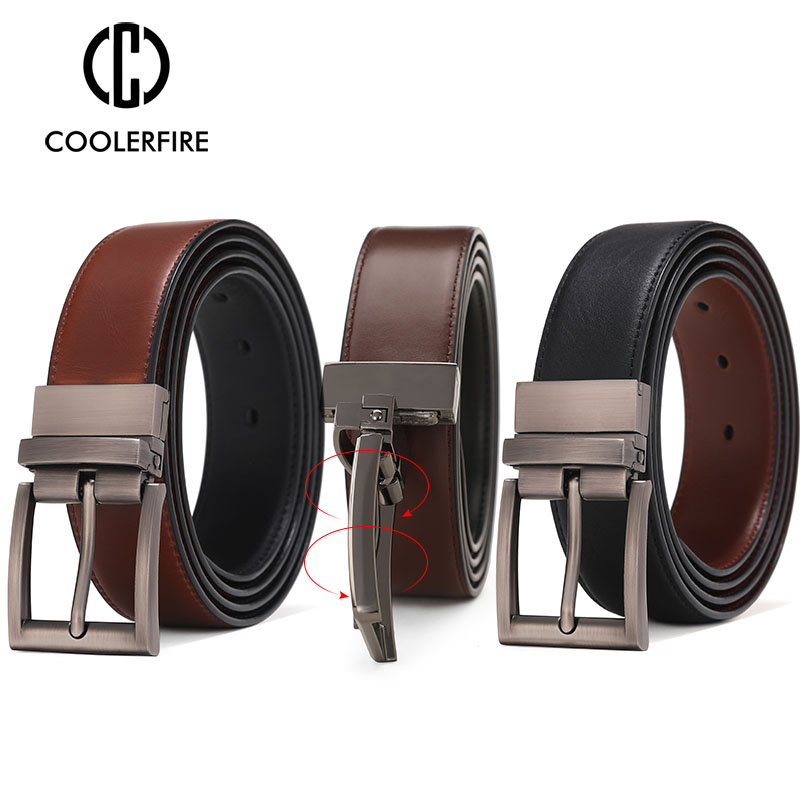 Cinturón Reversible informal de alta calidad para hombre, cinturón de cuero genuino, correa para hombre, pantalones vaqueros de lujo, cinturón de vestir para hombre