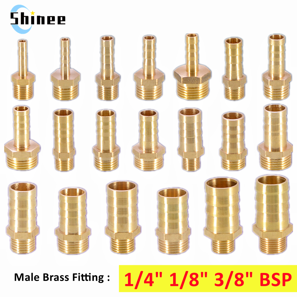 Đồng Ống 6/8/10/12/14/16Mm Hose Barb Đuôi 1/8 "3/8" 1/4 "BSP Dây Chuyền Nam Cổng Kết Nối Khớp Đồng Khớp Nối Adapter