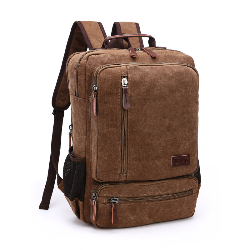 Mochila de lona Vintage para hombre, bolso de hombro de viaje de gran capacidad, de alta calidad, a la moda, para estudiantes, para ordenador portátil