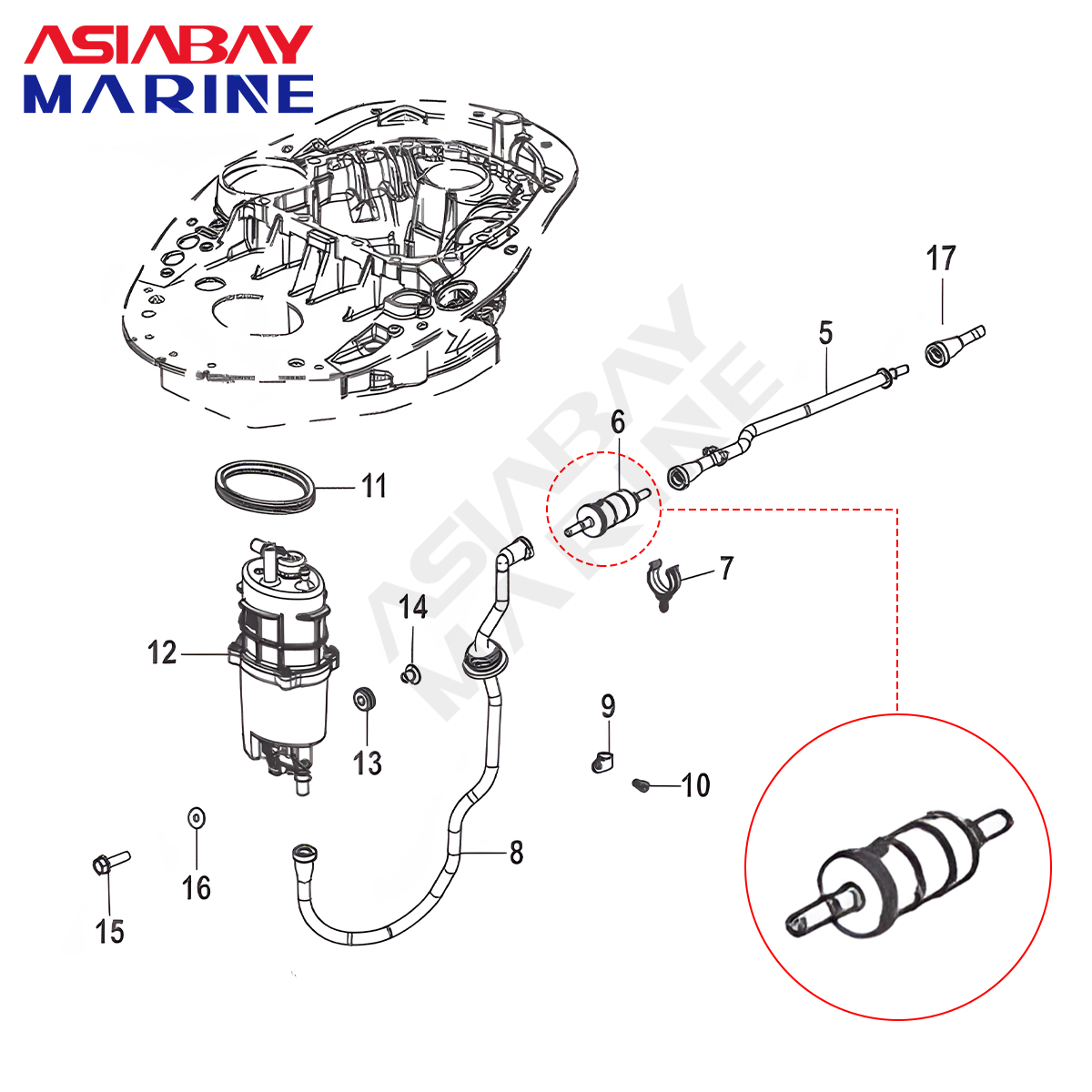 8mm 5/16インチ 燃料フィルター 水銀マリン船外機クイックシルバー 35-用 879885 Q35- 879885 T 30-400hp ガス水分離器