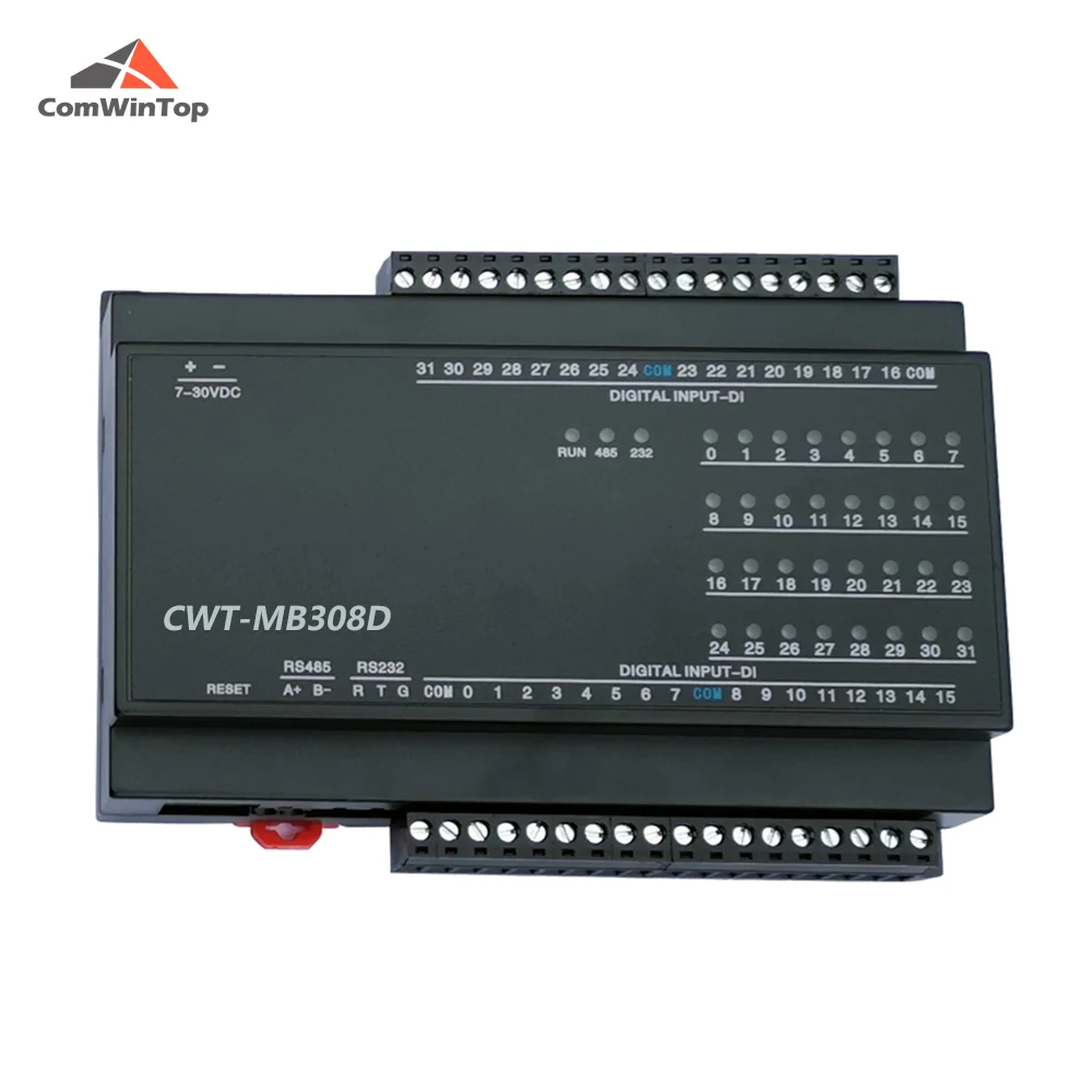 CWT-MB308D 32DI Módulo Io de aquisição RS485 Modbus Rtu de entrada digital de 32 canais com proteção contra raios de 2500V