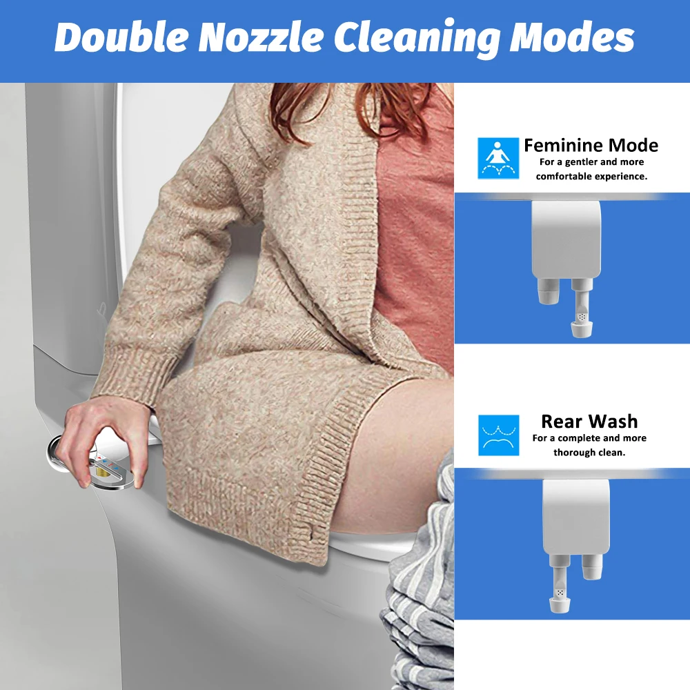 SOOSI Mới Bidet Kèm Siêu Ghế Ngồi Vệ Sinh Đôi Vòi Xoắn Ốc Điều Chỉnh Áp Lực Nước Không Điện Mông Phun