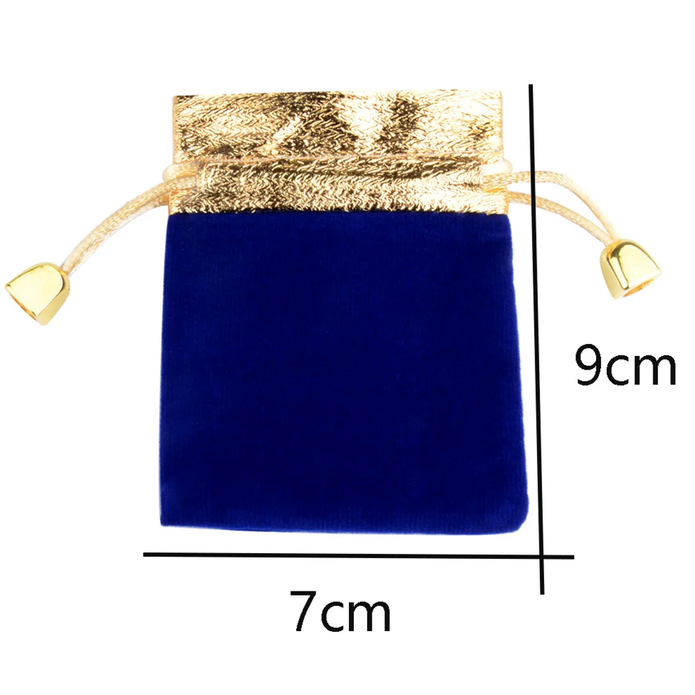 10 ชิ้น/ล็อต 7x9 ซม.9x12 ซม.12x16 ซม.VINTAGE กํามะหยี่สีทอง Trim Drawstring สีแดงของขวัญงานแต่งงานเครื่องประดับบรรจุภัณฑ์