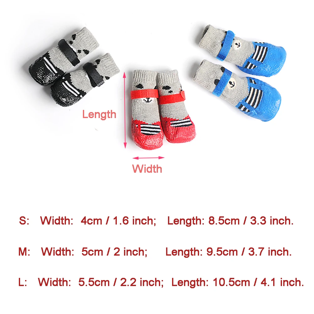 4 unids/lote calcetines cálidos de invierno para perros botas de nieve antideslizantes impermeables para cachorros Chihuahua zapatos para perros botines para perros pequeños y grandes