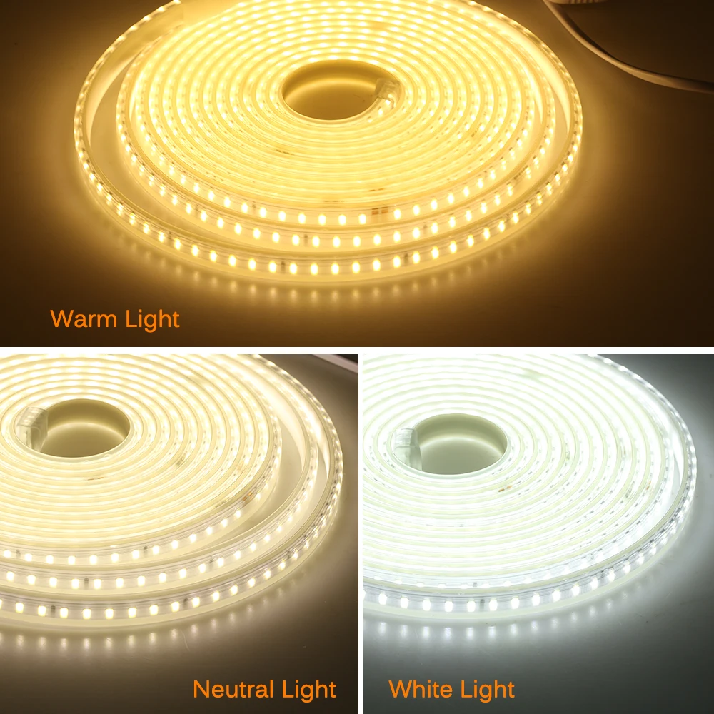 220-V-LED-Streifen, 120 LEDs, 8 W/m, mit EU-Stecker und Schalter, nicht blendend, flexibles LED-Licht, wasserdichtes LED-Band für den Außenbereich