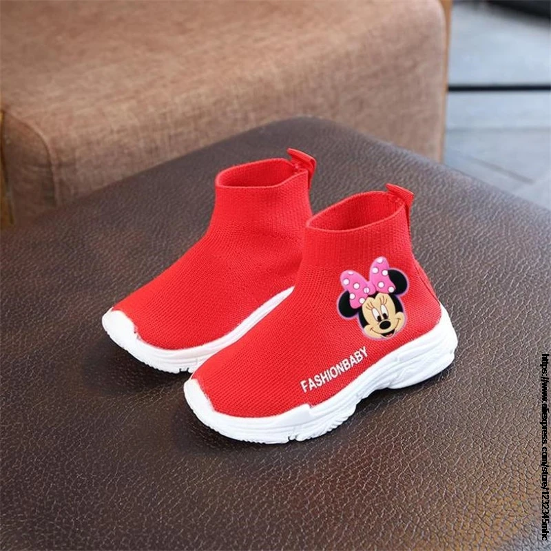 เด็กเป็ดรองเท้า Mickey Mouse ชายหญิงรองเท้าผ้าใบฤดูใบไม้ผลิการ์ตูน Minnie ยี่ห้อเด็กกีฬารองเท้าแฟชั่นรองเท้าผ้าใบ