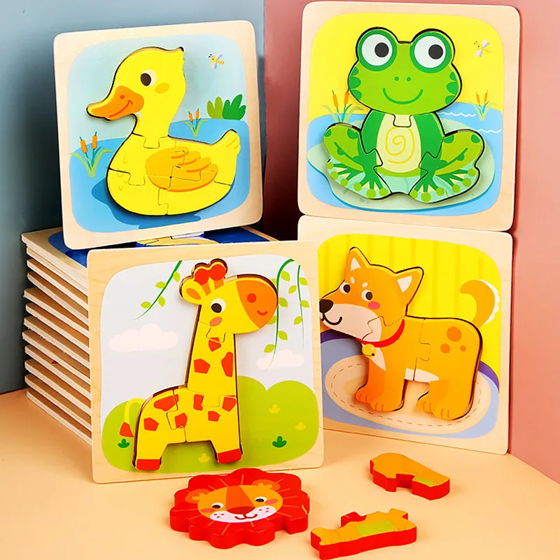15*15Cm Trẻ Em Montessori Đồ Chơi 3D Đồ Chơi Xếp Hình Bằng Gỗ Cho Bé Hoạt Hình Hình/Giao Thông Ghép Đồ Chơi Dành Cho Trẻ Em đầu Học Tập
