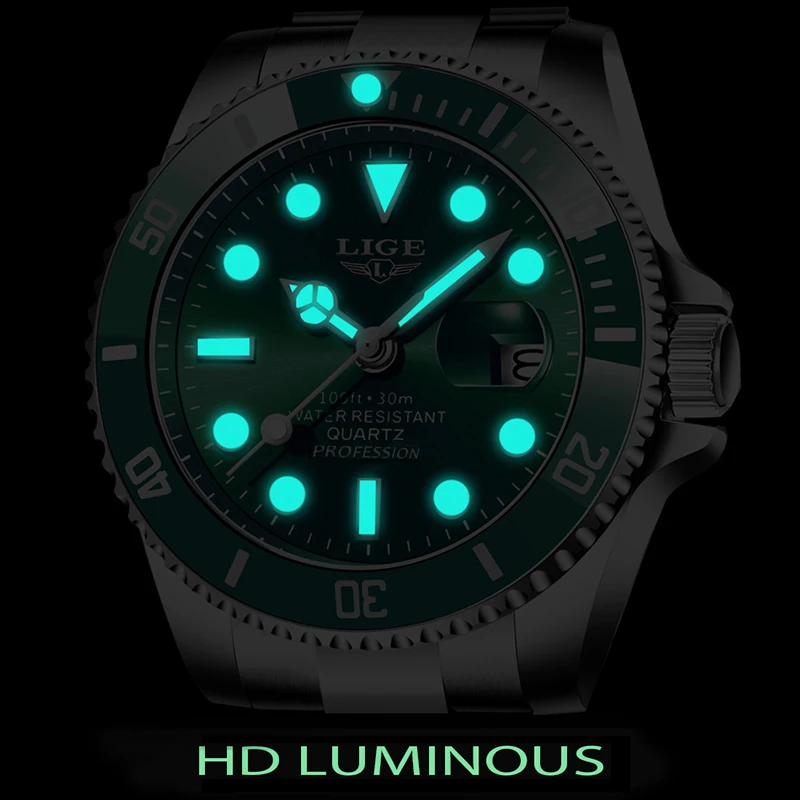 LIGE-reloj deportivo de lujo para hombre, cronógrafo de cuarzo, resistente al agua 30ATM, con fecha