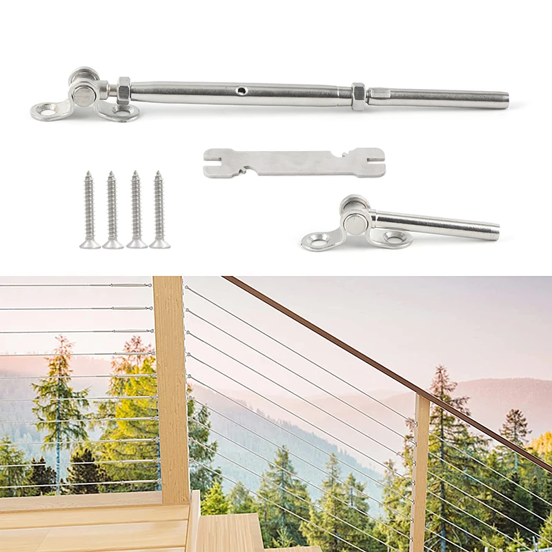 Kit de barandilla de Cable para poste de madera, Toggle Swage de 1/8 pulgadas, tensor, Hardware de ángulo ajustable de 180 °, acero inoxidable T316, 6 juegos