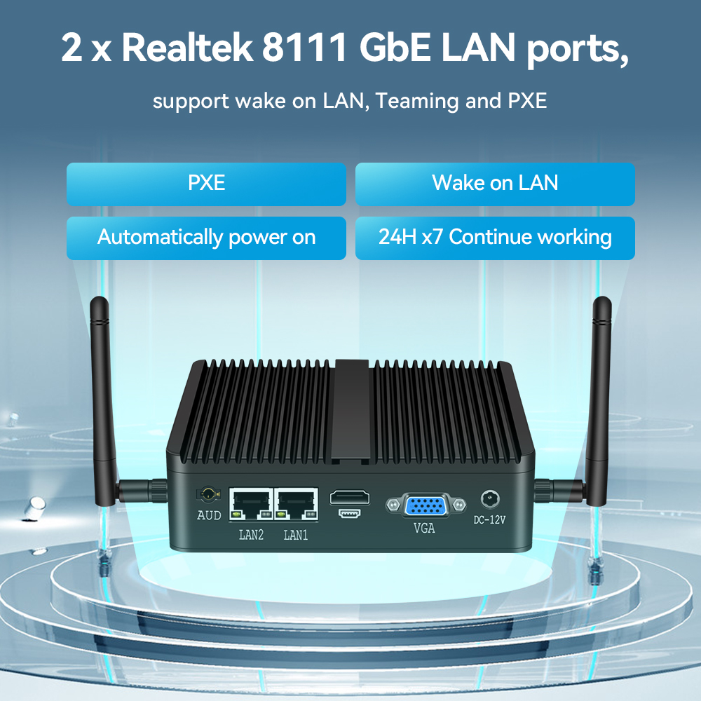 XCY Mini PC sin ventilador Intel Celeron J6412 J4125 2x GbE LAN 2x RS232 HDMI VGA WiFi 4G LTE Windows 10 Linux computadora Industrial