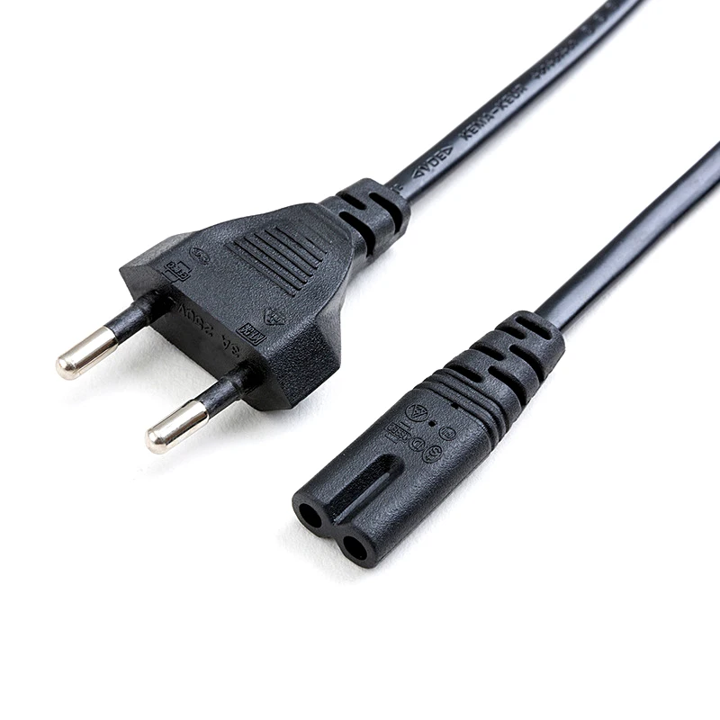 2 Pin Phổ Mỹ EU C7 C8 Nối Dài Đèn LED Dây Nguồn Mỹ Châu Âu Hình Số 8 Nguồn Laptop dây Cáp Cho PS4 1.5M 0.6M