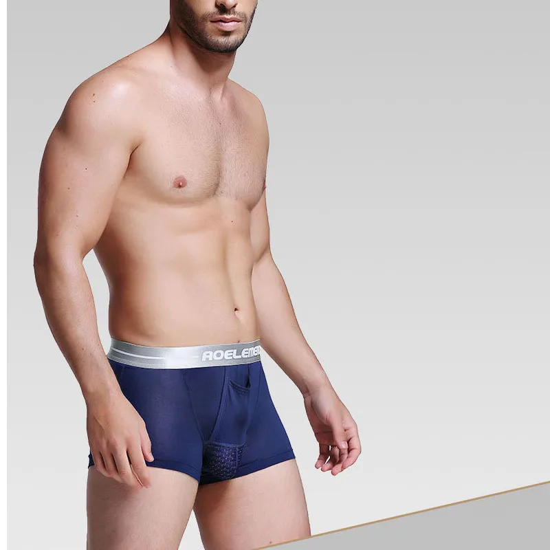 Ropa interior para hombre, función de bolsa de soporte para escroto, boxers separados convexos en modal u