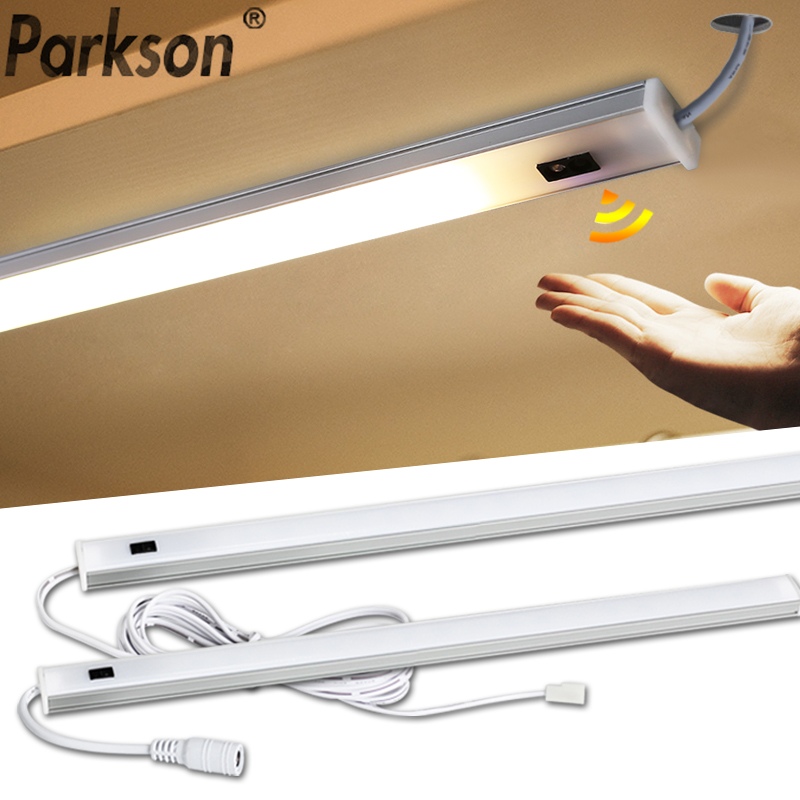 Luz LED para debajo del gabinete, interruptor de barrido manual, lámpara con Sensor de movimiento PIR, luces LED para debajo del gabinete, luces nocturnas LED para cocina, 5W/6W/7W