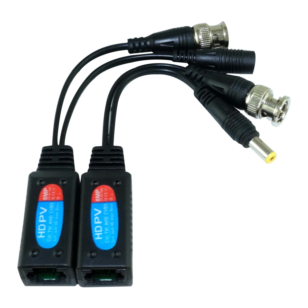 8MP HD Video Balun Connectors BNC TO RJ45 Conversion Twisted Pair Ethernet Support For AHD CVI TVI CVBS CCTV Cameras