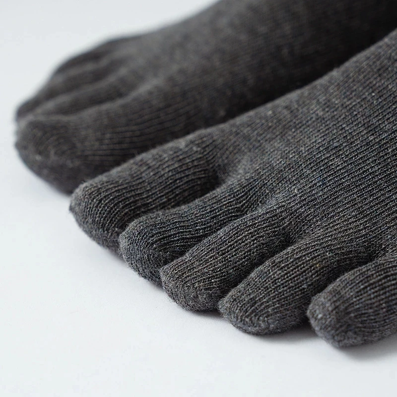 Calcetines cortos de cinco dedos para hombre, calcetines de algodón sólidos para negocios, antibacterianos, transpirables, cálidos, para vestido de fiesta, calcetines con punta para caballero, 4 estaciones