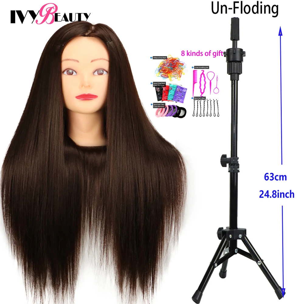 Chuyên Nghiệp Đầu Búp Bê Cho Máy Làm Tóc Giáo Dục Làm Tóc Hình Nộm Huấn Luyện Đầu Với Bộ Tóc Giả Đứng Tipod Cho Tóc Giả Kiểu Tóc