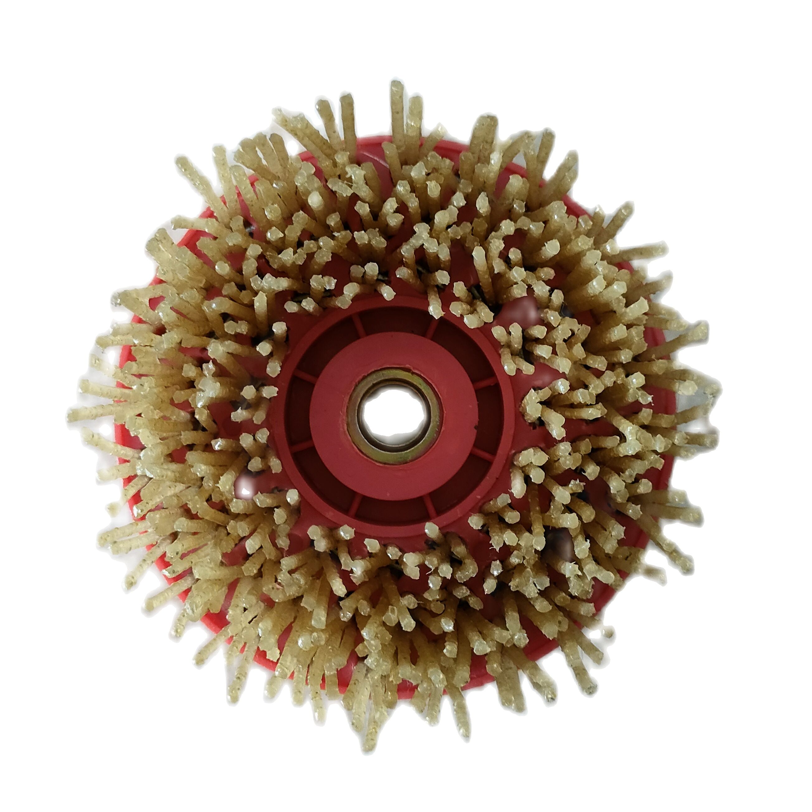 4 "110Mm Sikat Bulat Berlian Filamen Kulit Selesai Permukaan Lingkaran Sikat Abrasif