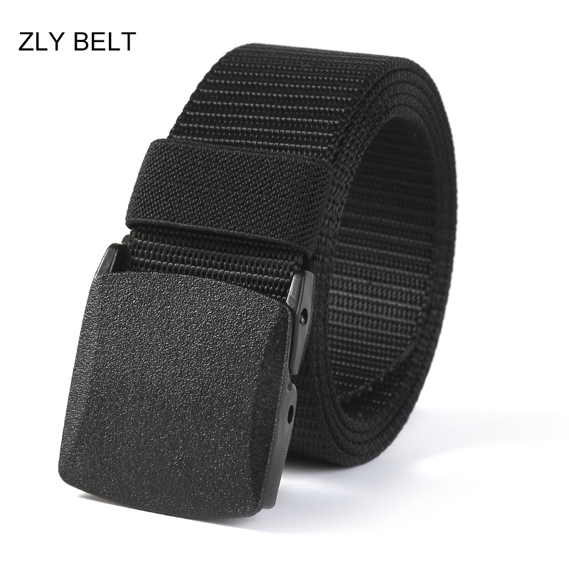 ZLY 2021 nueva moda cinturón de lona hombres mujeres Unisex al aire libre táctico hebilla de plástico tendencia sólida senderismo pretina Casual Venta caliente