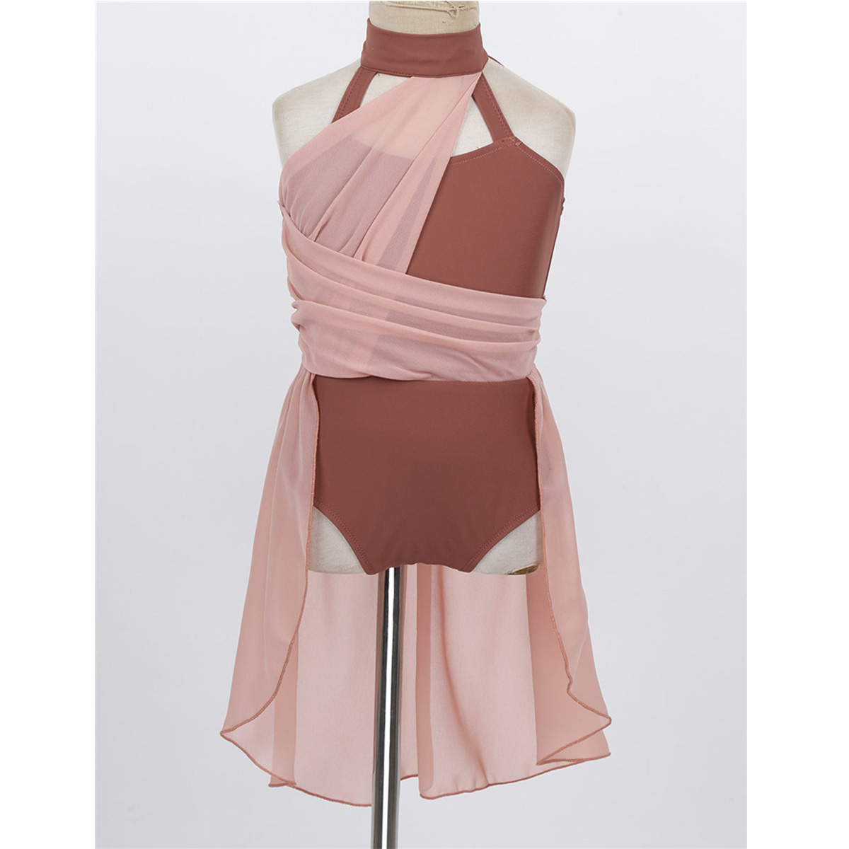 Mädchen Ballett Kleid Kinder Lyrical Dance Kostüm Geraffte Chiffon Mieder Caged Zurück Dance Trikot Kleid Eislaufen Kleid Dancewear
