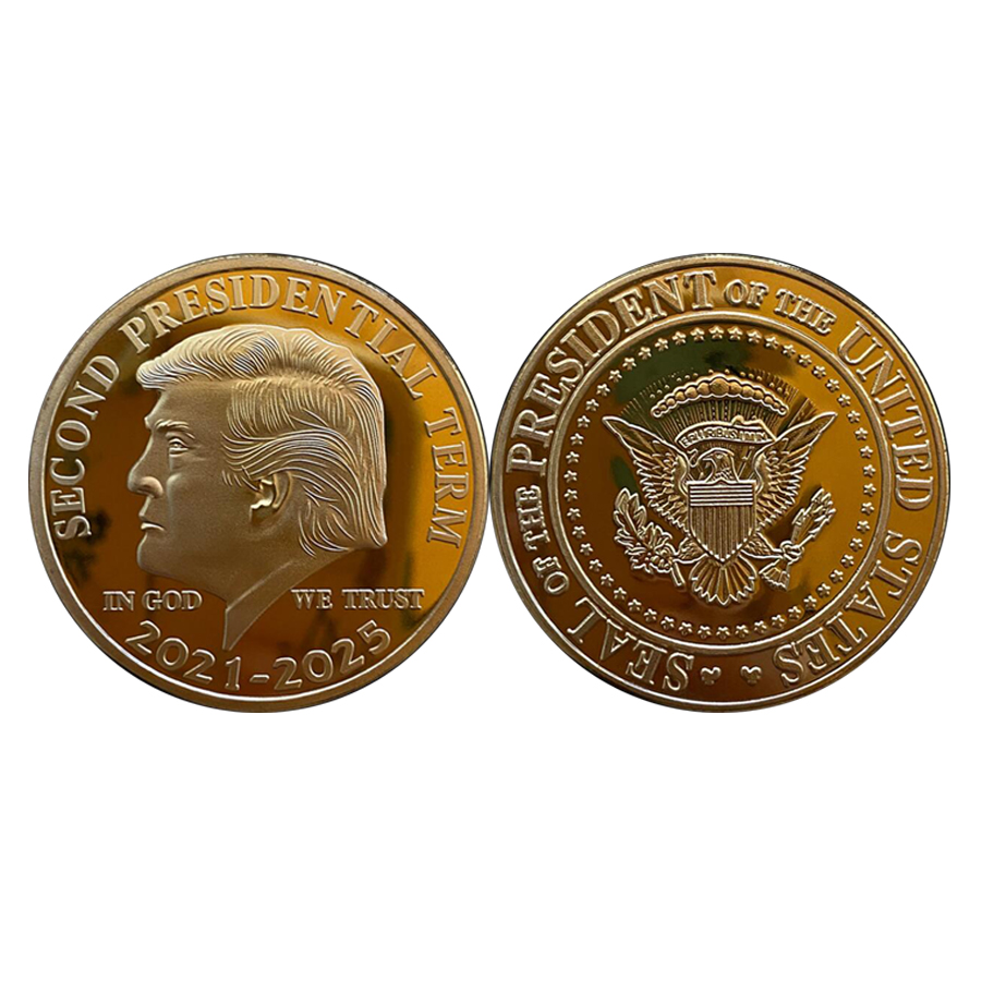 Moneda conmemorativa de oro de Donald Trump de EE. UU., monedas coleccionables "segundo término presidencial 2021-2025 en Dios WE TRUST", 1 ud.