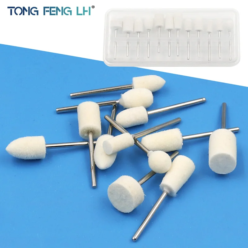 12 pcs wool felt mounting polishing wheel outer diameter 8-11.8mm drill bit grinding Rotary tool grinding head 2.35mm shank