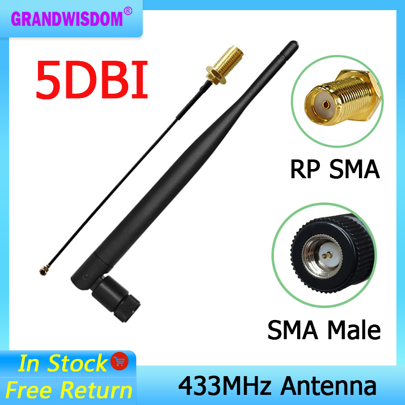 433 MHz Antenne 5 dBi SMA-Stecker 433 MHz IOT-Antenne wasserdichte Richtantenne 21 cm RP-SMA Pigtail-Kabel