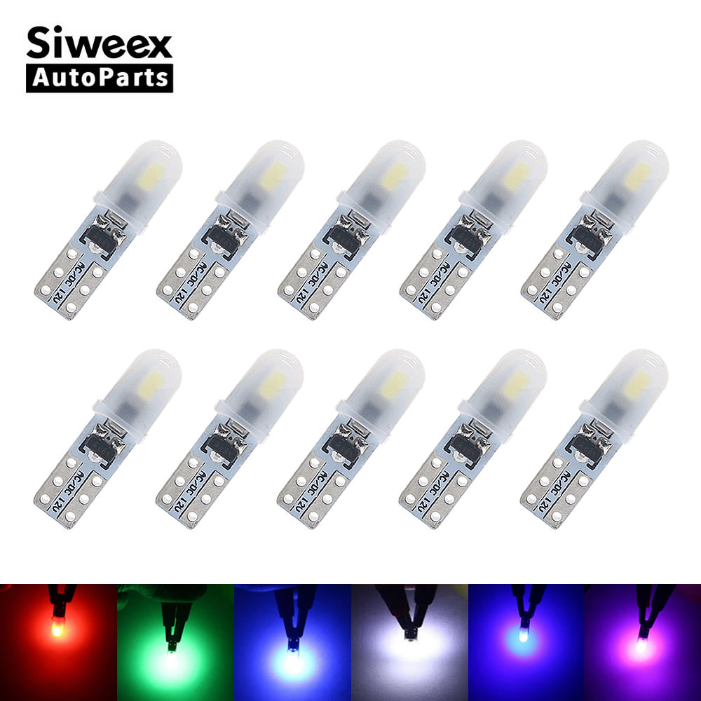 10 Chiếc T5 Xe Ô Tô Tự Động Bảng Điều Khiển Đèn 2 3014 SMD Đọc Bảng Dụng Cụ Đèn Không Phân Cực Bóng Đèn Led Trắng 12V DC
