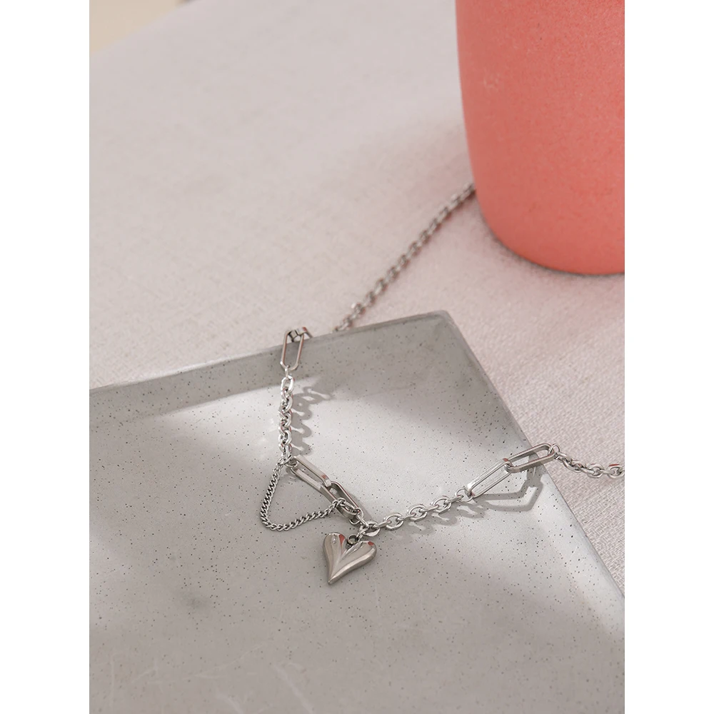 Yhpup Lãng Mạn Trái Tim Vòng Đeo Cổ Cho Nữ Thép Không Gỉ Chất Lượng Cao 18 K Kim Loại Họa Tiết Vòng Cổ Choker Kỷ Niệm