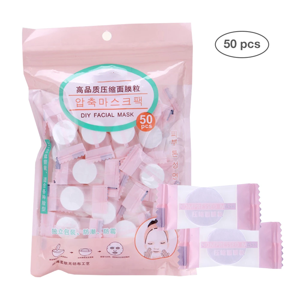 50pcs/pask 압축 페이스 마스크 종이 일회용 시트 코튼 Diy 마스크 메이크업 물티슈 한국 미용 도구 페이스 케어 마스크