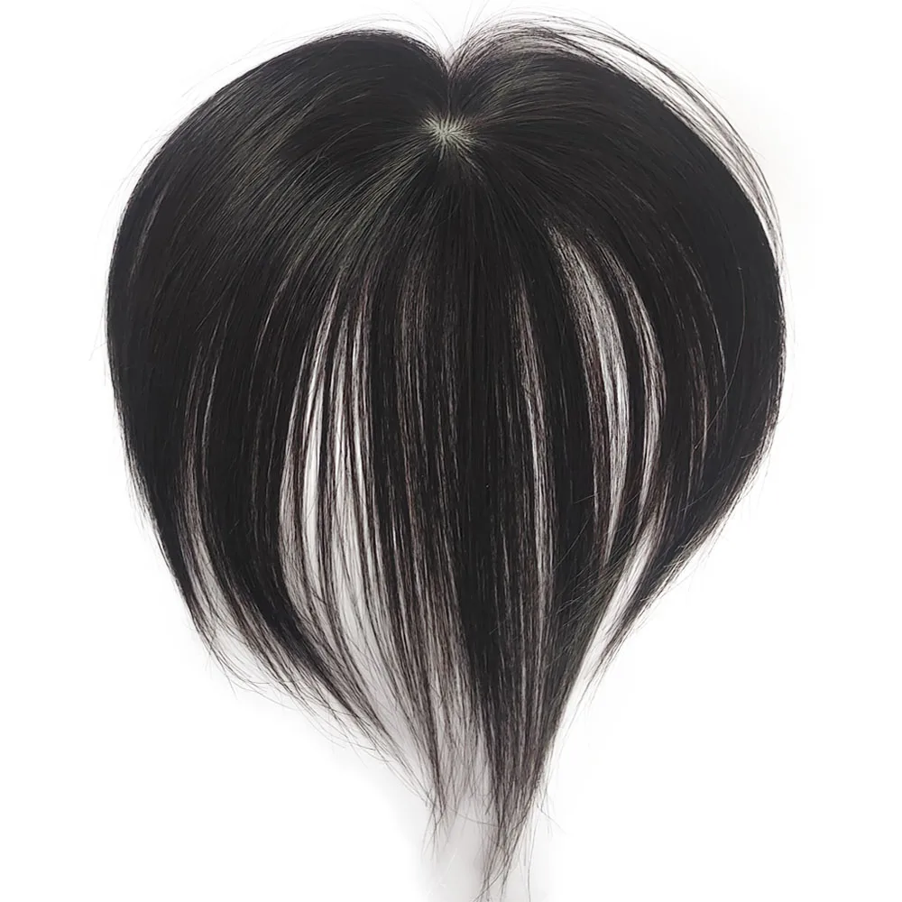 5X8CM Lụa Căn Cứ Trinh Nữ Tóc Mini Topper Nữ Toupee Với 2 Kẹp Tự Nhiên Da Đầu Da Một Phần Đầu Để Che Giấu balo Hoặc Tóc Trắng