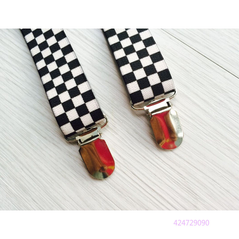 2.5 cm de largura meninos meninas crianças realizar suspensórios preto e branco verificador clip-on suspensórios elásticos ajustáveis yhh0013