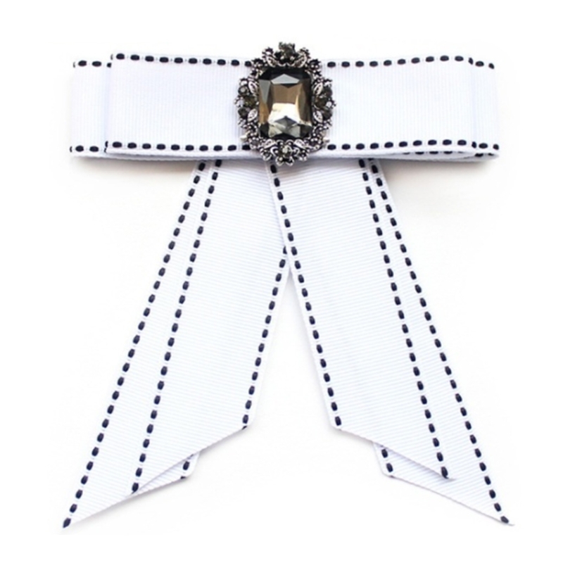 Gravata feminina vintage elegante, decote, broche com imitação de pérola, laço de fita, corpete para camisa, gola