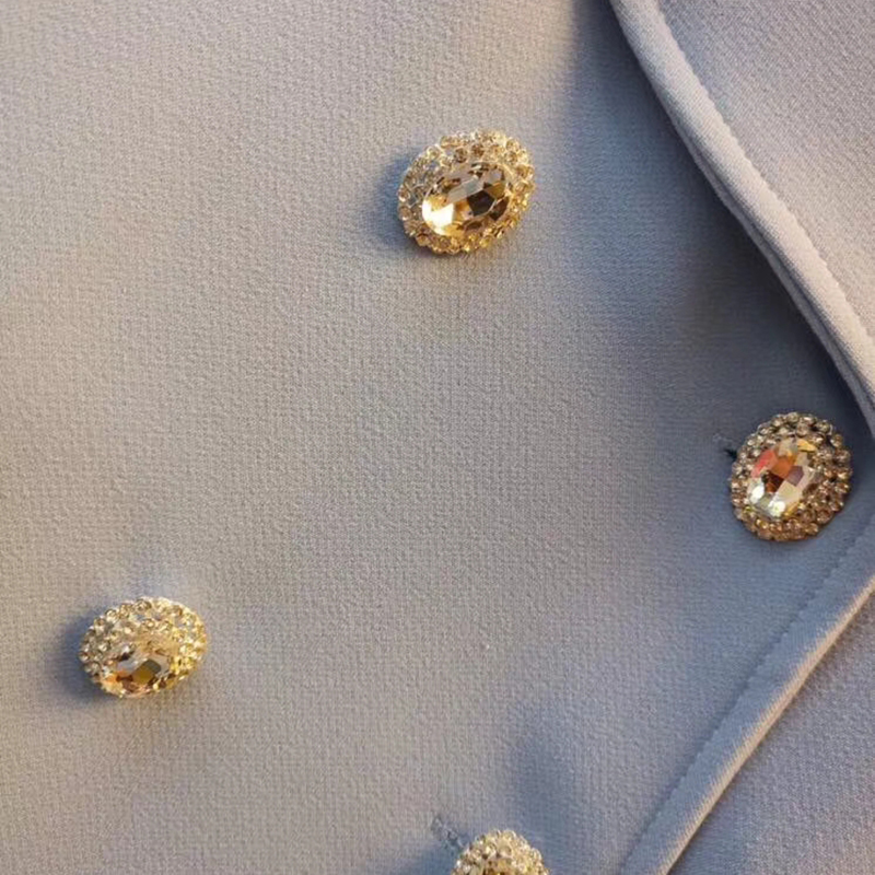 Blazer Desainer Bagus Terbaru Kualitas Tinggi Mantel Blazer Kancing Berlian Kristal Double Breasted Wanita