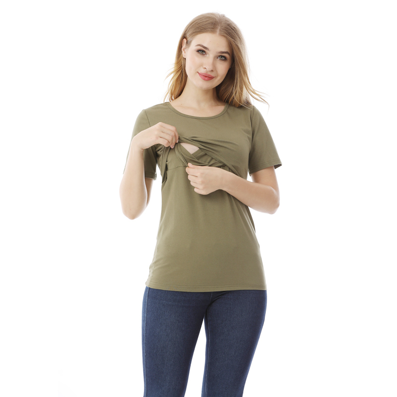 ママ看護 Tシャツマタニティトップス授乳服半袖コットンシャツ授乳ブラウスビッグサイズ S-XXL